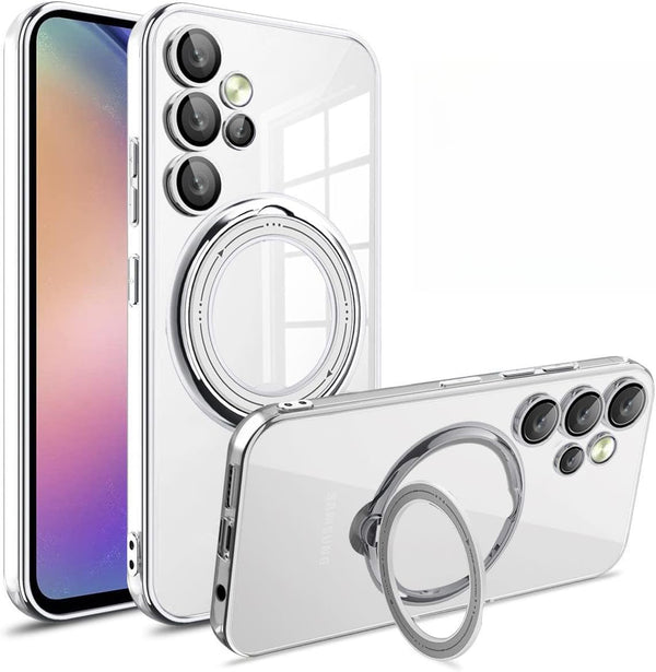 Funda Samsung Galaxy A13 transparente magnética con soporte anillo Magsafe en Guatemala, ideal para proteger tu dispositivo con estilo.