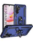 Carcasa dual layers hybrid con anillo metálico y protector de cámara para Galaxy A17 en color azul marino en Guatemala.