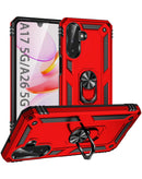 Protege tu Samsung Galaxy A17 con esta funda híbrida roja con aro de metal y protector de cámara en Guatemala.