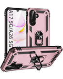 Funda híbrida de doble capa con anillo de metal en color Rose Gold para Galaxy A17 en Guatemala.