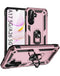 Funda híbrida de doble capa con anillo de metal en color Rose Gold para Galaxy A17 en Guatemala.