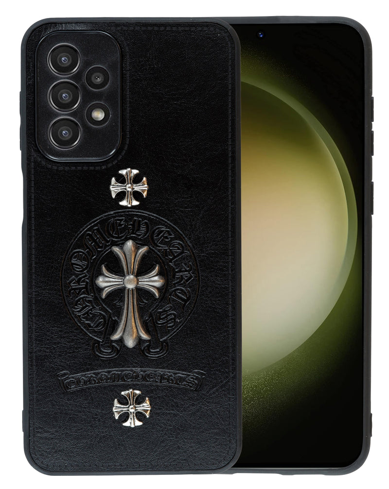 Encuentra la mejor funda de cuero con adornos metálicos para tu Samsung Galaxy A23 en Guatemala, en nuestro catálogo de accesorios Galaxy.