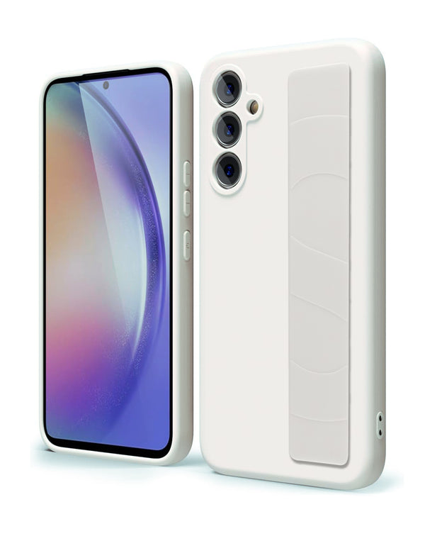 Protege tu Samsung Galaxy A54 con estilo en Guatemala con esta funda de silicona blanca con correa de pulsera.