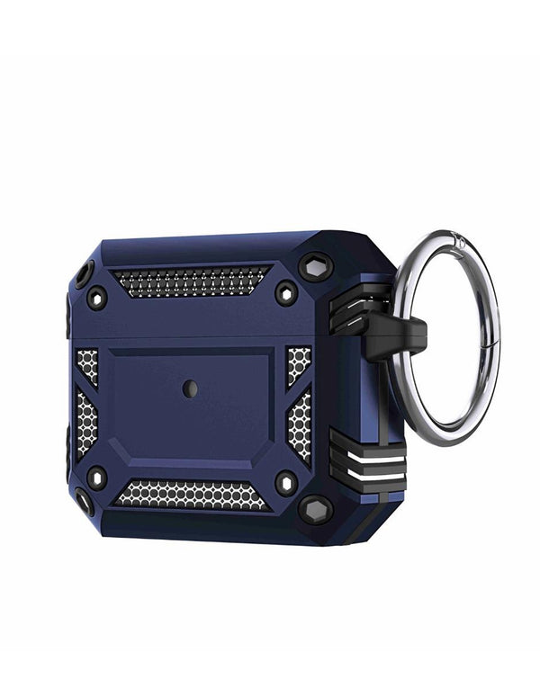 Funda azul marino de armadura robusta a prueba de impactos para AirPods en Guatemala.