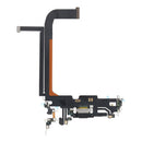 Flex de puerto de carga negro sin logo para iPhone 13 Pro Max 6.7" OEM. Repuesto esencial para reparación de carga Apple.