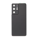 Tapa trasera negra HQ para Samsung Galaxy S21 Ultra 5G, con adhesivo, lente y bisel de cámara, sin logo.