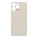 Tapa trasera dorada OEM para iPhone 14 Pro Max con adhesivo, agujero grande, sin logo.