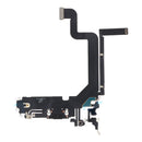 Flex de puerto de carga negro HQ para iPhone 14 Pro Max (modelos A2893-A2896), repuesto original Apple.