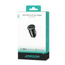Cargador de carro mini JOYROOM JR-CCN16 negro de 15W con puertos USB y Type-C, ideal para accesorios móviles.