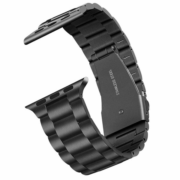 Encuentra la mejor correa de acero inoxidable para tu iWatch en Guatemala con hebilla mariposa en SlowBack, mayorista de accesorios Apple.