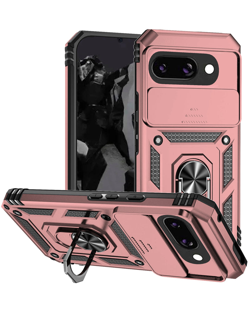 Protege tu Google Pixel 9A con una funda híbrida de doble capa en color ROSE GOLD en tiendas de accesorios para celulares en Guatemala.