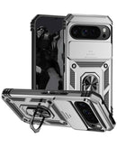 Encuentra el mejor Case dual layers hybrid para Google Pixel 9 Pro XL con anillo de metal y protector de cámara Plateado en Guatemala.