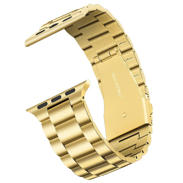 Banda Butterfly Buckle iWatch de Acero Inoxidable en color dorado, ideal para tu wearable en Guatemala.
