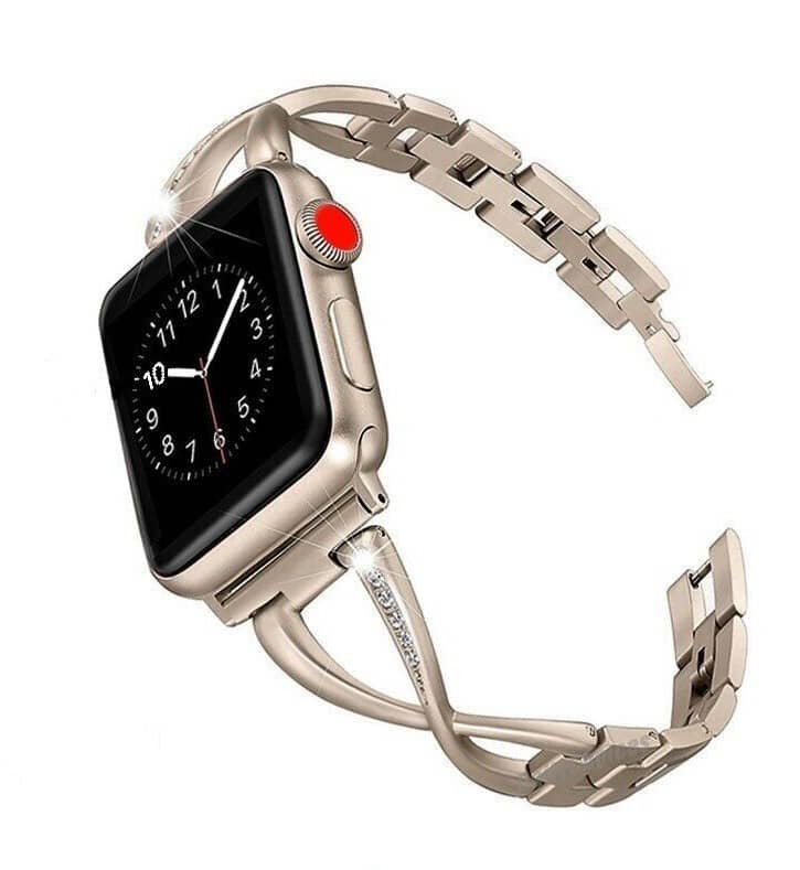 Encuentra la mejor correa metálica con cristales bling para iWatch en Guatemala en SlowBack, mayorista de accesorios watch.