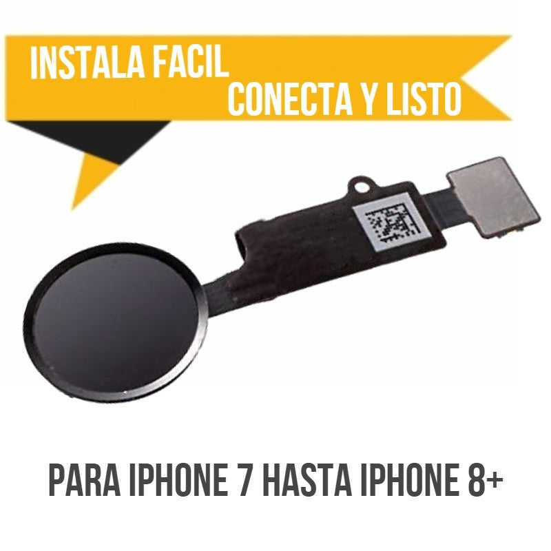 Boton Home funcional iPhone 7 a iPhone 8 Plus color Negro | No necesita instalacion especial, conecta y listo.