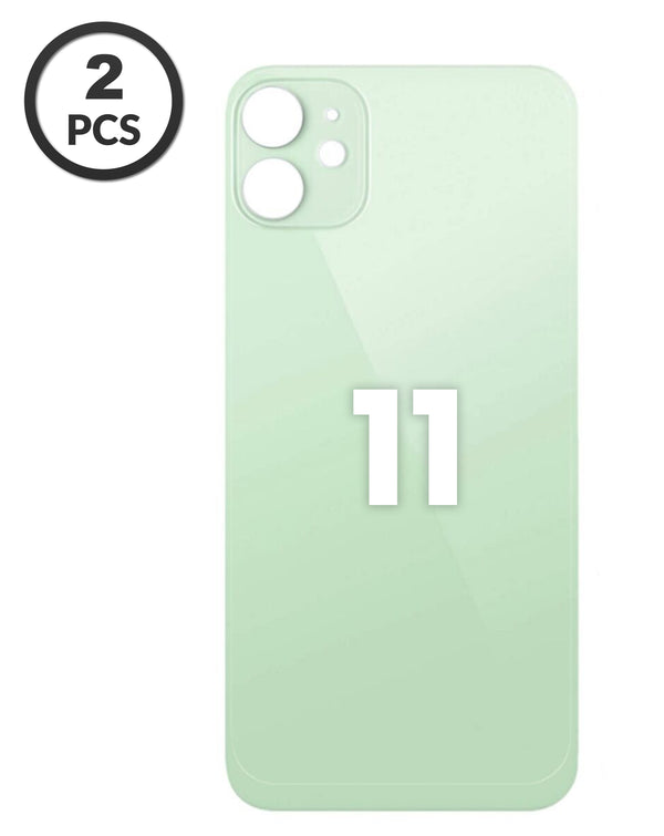 Tapa trasera verde con orificio para cámara de iPhone 11 para reparaciones en Guatemala.