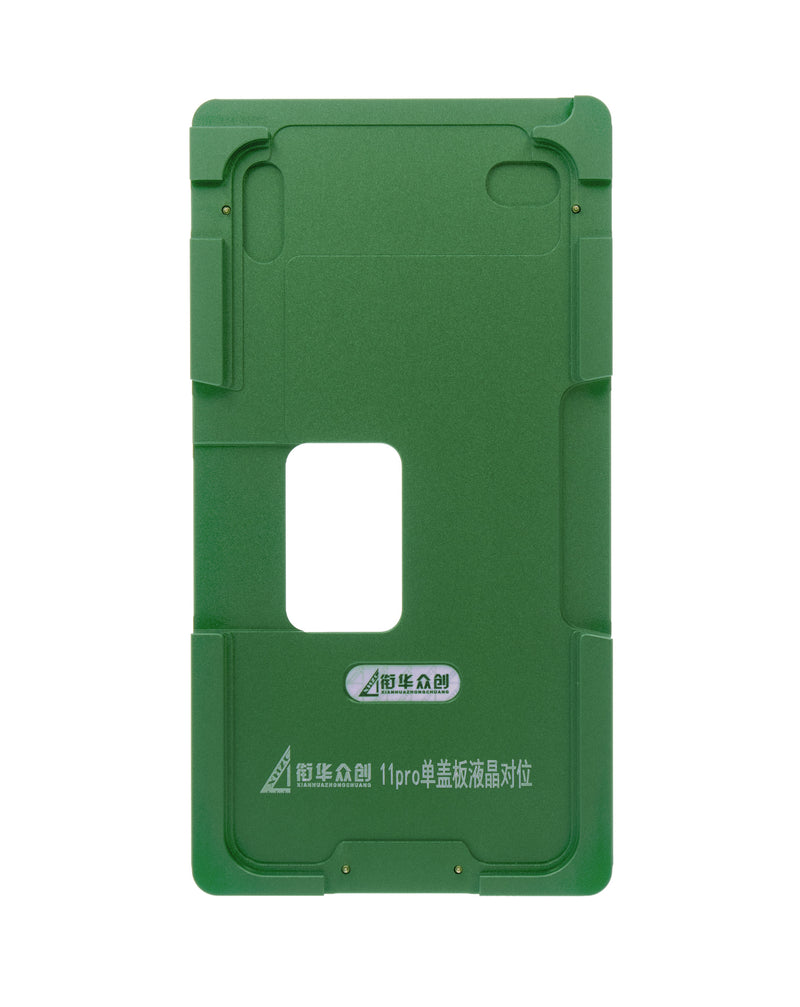 Encuentra el mejor molde de alineación metálico para iPhone 11 Pro en Guatemala, ideal para reparaciones en talleres y tiendas de accesorios de celulares.