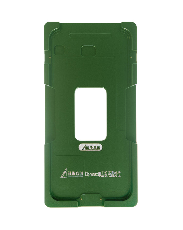 Encuentra el molde de alineación de pantalla para iPhone 13 Pro Max en Guatemala, ideal para reparaciones en talleres y por mayor.
