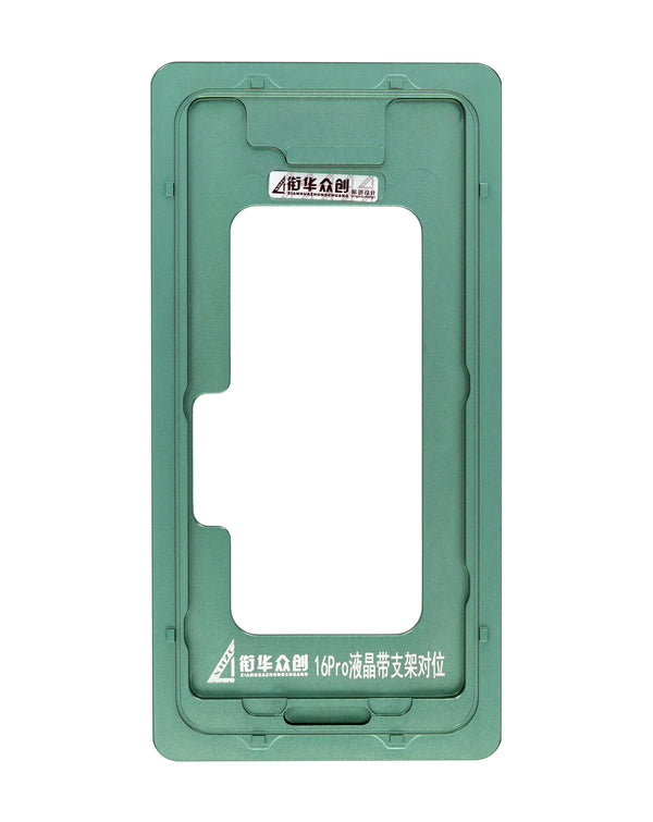 Molde metálico de alineación para reparación de iPhone 16 Pro en Guatemala, ideal para talleres y mayoristas.