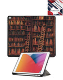 Encuentra la mejor funda old style con diseño de biblioteca para iPad en Guatemala en SlowBack, mayorista de accesorios para iPad.