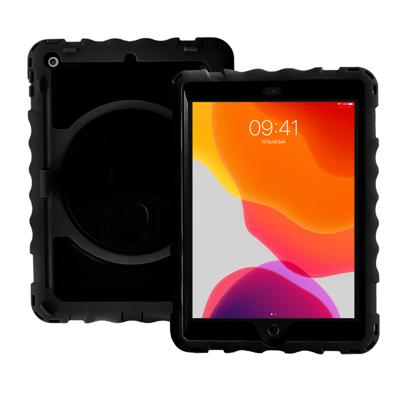 Encuentra la funda de silicona con correa de mano 360 en color negro en Guatemala para proteger tu dispositivo.