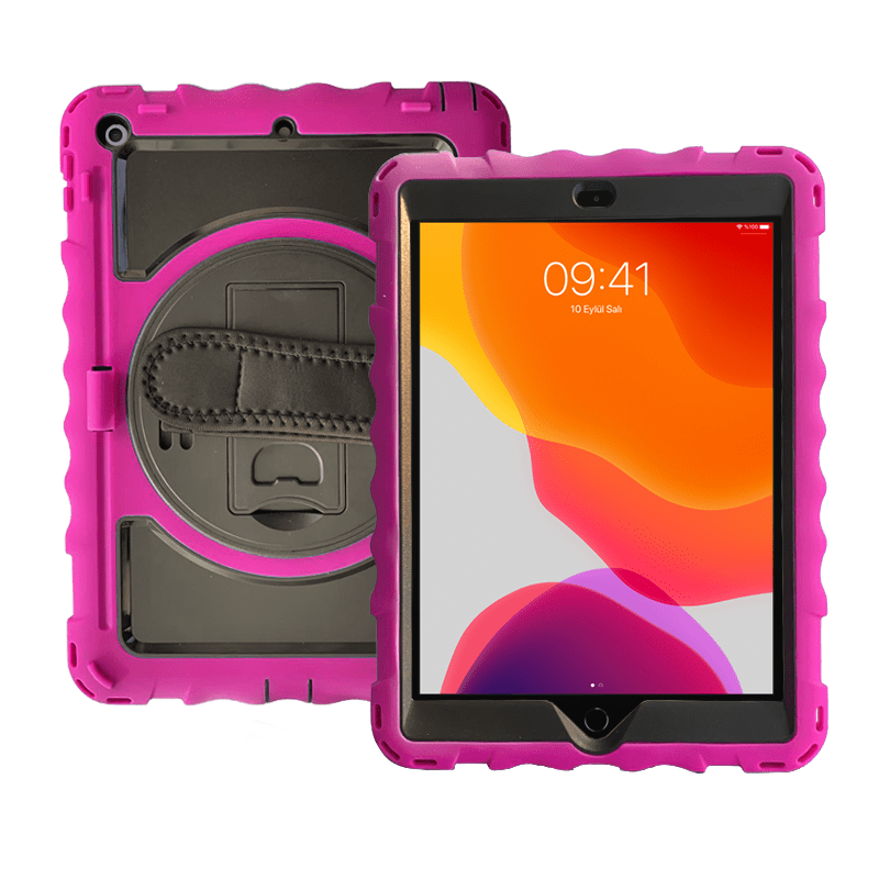 Protector de silicona 360 PINK con correa de mano para iPad 10.2, Air 3 y Pro 10.5 en Guatemala.