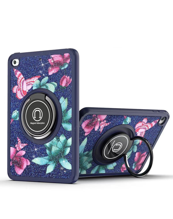 Compra el Case trasero de PC duro / TPU blando con borde colorido y porta I-ring FLOWER BLUE para iPad en Guatemala.