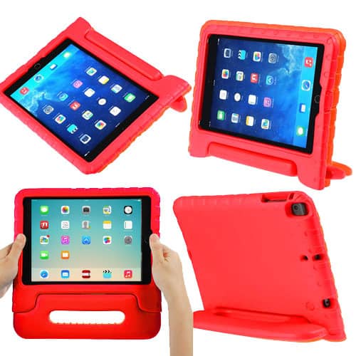 Compra el mejor estuche resistente para iPad 5, iPad 6, Air 1, Air 2 y Pro 9.7 en Guatemala con asa, color rojo y protección antishock para niños.