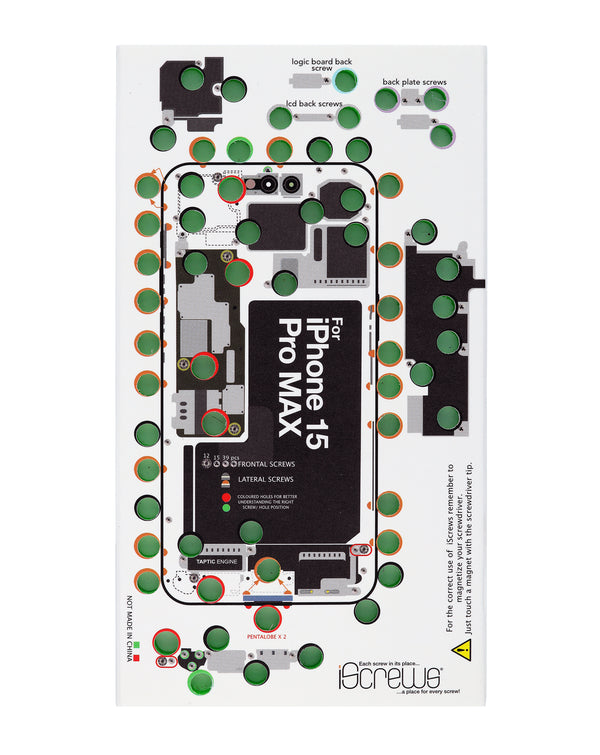 Encuentra el organizador de tornillos iScrews DottorPod para iPhone 15 Pro Max en Guatemala en tiendas de accesorios para iPhone y talleres de reparación de smartphones.