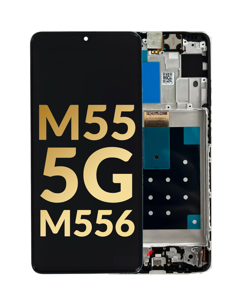Reparación de pantalla original con marco Samsung Galaxy M55 5G en Guatemala.