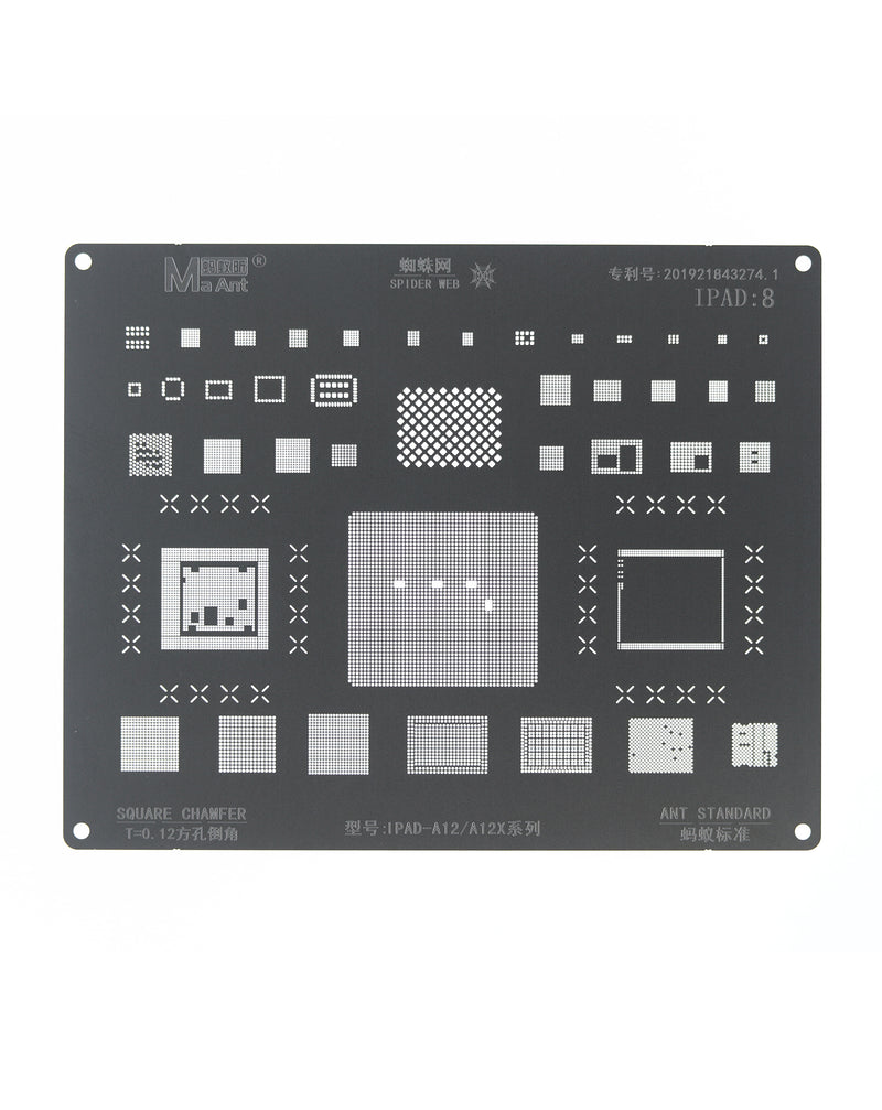 Stencil MaAnt de 0.12mm para reballing BGA de iPad Pro, Mini, Air y iPad en Guatemala.