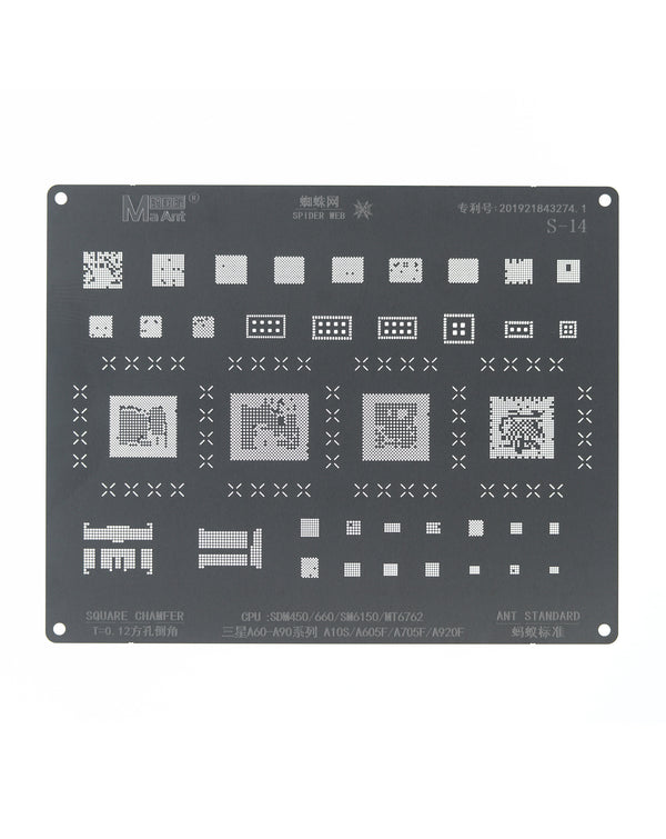 Encuentra la plantilla de reballing BGA para Samsung Galaxy A60-A90 y A10S/A605F/A705/A902F en Guatemala.