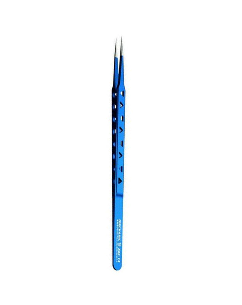 Encuentra pinzas de precisión de acero inoxidable con cabeza recta de 8 orificios en Guatemala, disponible en mayoristas y talleres de reparaciones.
