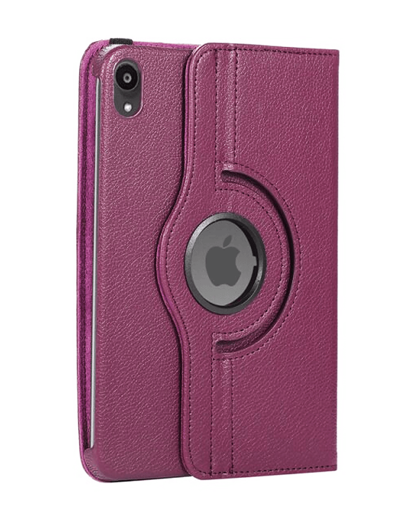 Encuentra la mejor funda con soporte giratorio 360 para iPad Mini 6/7 (A17 Pro) en color morado en Guatemala.