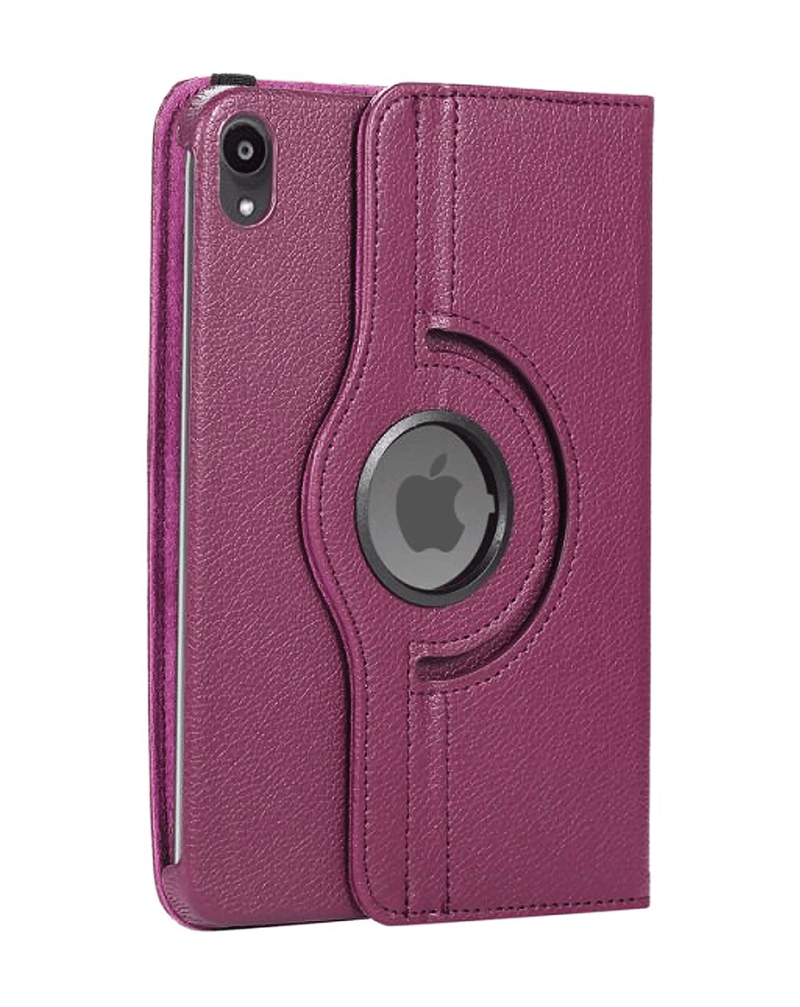 Encuentra la mejor funda con soporte giratorio 360 para iPad Mini 6/7 (A17 Pro) en color morado en Guatemala.