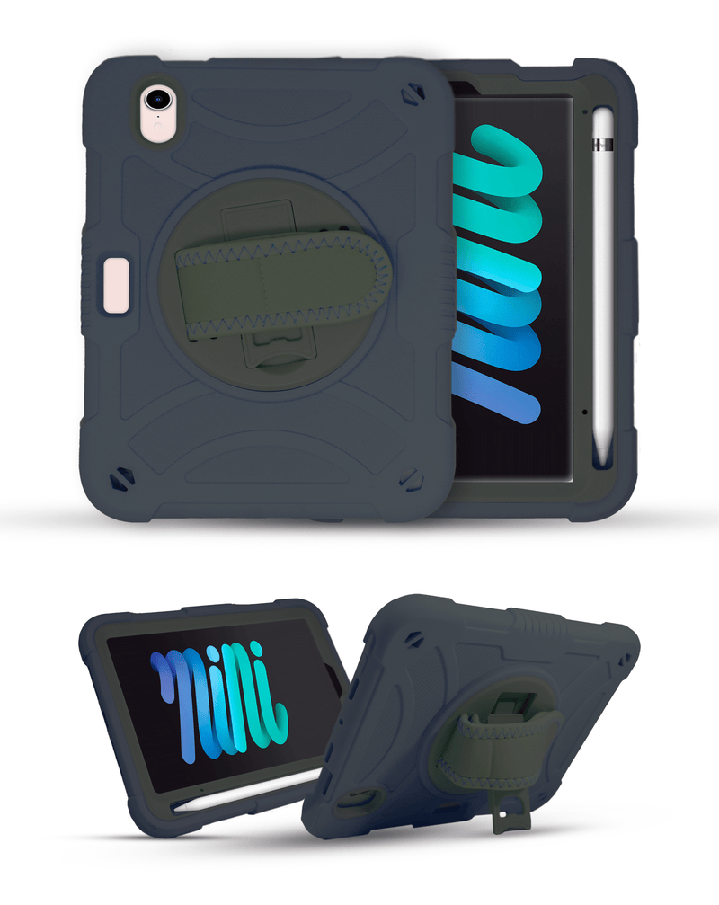 Encuentra la mejor funda de alta resistencia para tu iPad Mini 6 / 7 en Guatemala, con correa de hombro ajustable y en color DARK BLUE de la marca SlowBack.