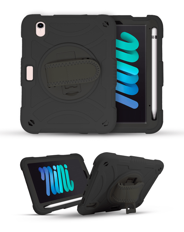 Compra el Case heavy duty ajustable con correa de hombro para iPad Mini 6/7 en Guatemala, disponible en color negro.