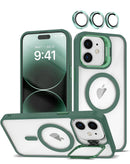 Funda de silicone y soporte para camara con lente Transpalet iPhone 12 / 12 Pro - DARK GREEN