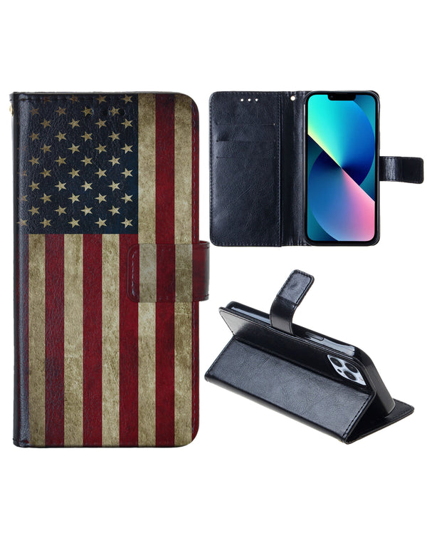 Protege tu iPhone 12/12 Pro con estilo patriótico con esta funda de cuero con ranura para tarjeta US FLAG en Guatemala.