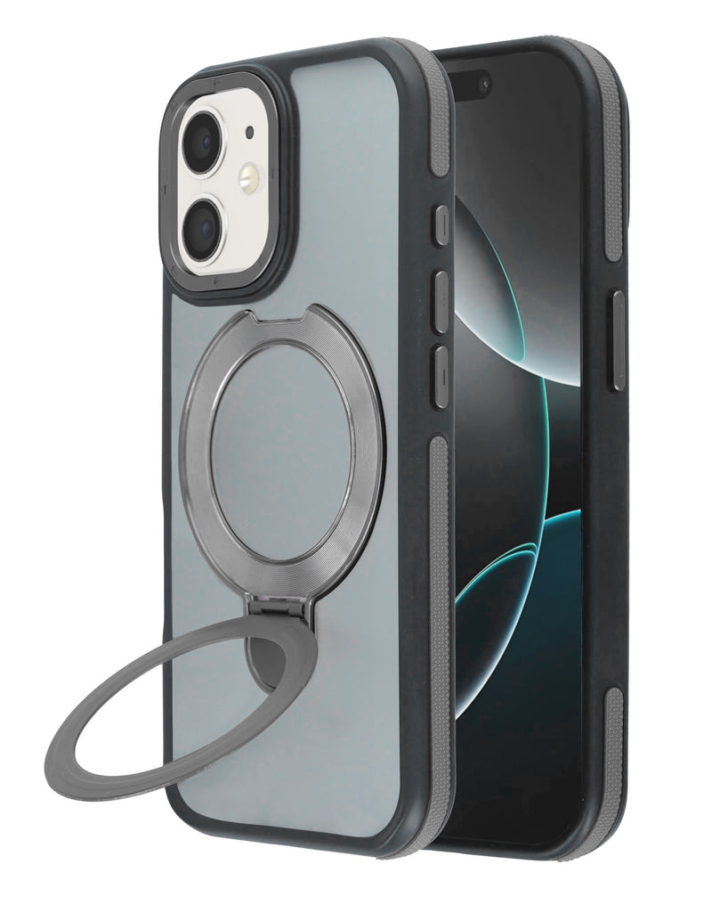 Funda transparente mate con soporte de carga inalámbrica para iPhone 12/12 Pro en Guatemala, disponible en SlowBack para mayoristas y reparaciones de accesorios.
