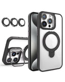Protege tu iPhone 12 Pro con estilo con esta funda magnética negra con 2 soportes y lente de cámara, ideal para los amantes de la fotografía en Guatemala.