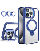 Funda transparente magnetica con 2 soporte y lente de camara iPhone 12/12 Pro DARK BLUE