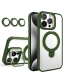 Funda transparente magnetica con 2 soporte y lente de camara iPhone 12/12 Pro DARK GREEN
