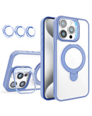 Encuentra la mejor funda transparente magnética para iPhone 12/12 Pro en Guatemala en SlowBack, con 2 soportes y lente de cámara, en color Light Blue.