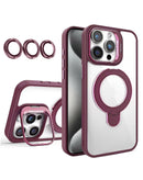 Encuentra la funda transparente magnética con 2 soportes y lente de cámara color vino para iPhone 12 / 12 Pro en Guatemala.