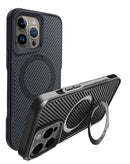 Estuche de fibra de carbono con soporte magnetico iPhone 12/12 Pro Negro