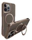 Funda de fibra de carbono magnetica con soporte GOLD iPhone 12 / 12 Pro