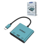 Splitter HDMI 2 en 1 con puerto USB C, ideal para conectar dos dispositivos HDMI en Guatemala.
