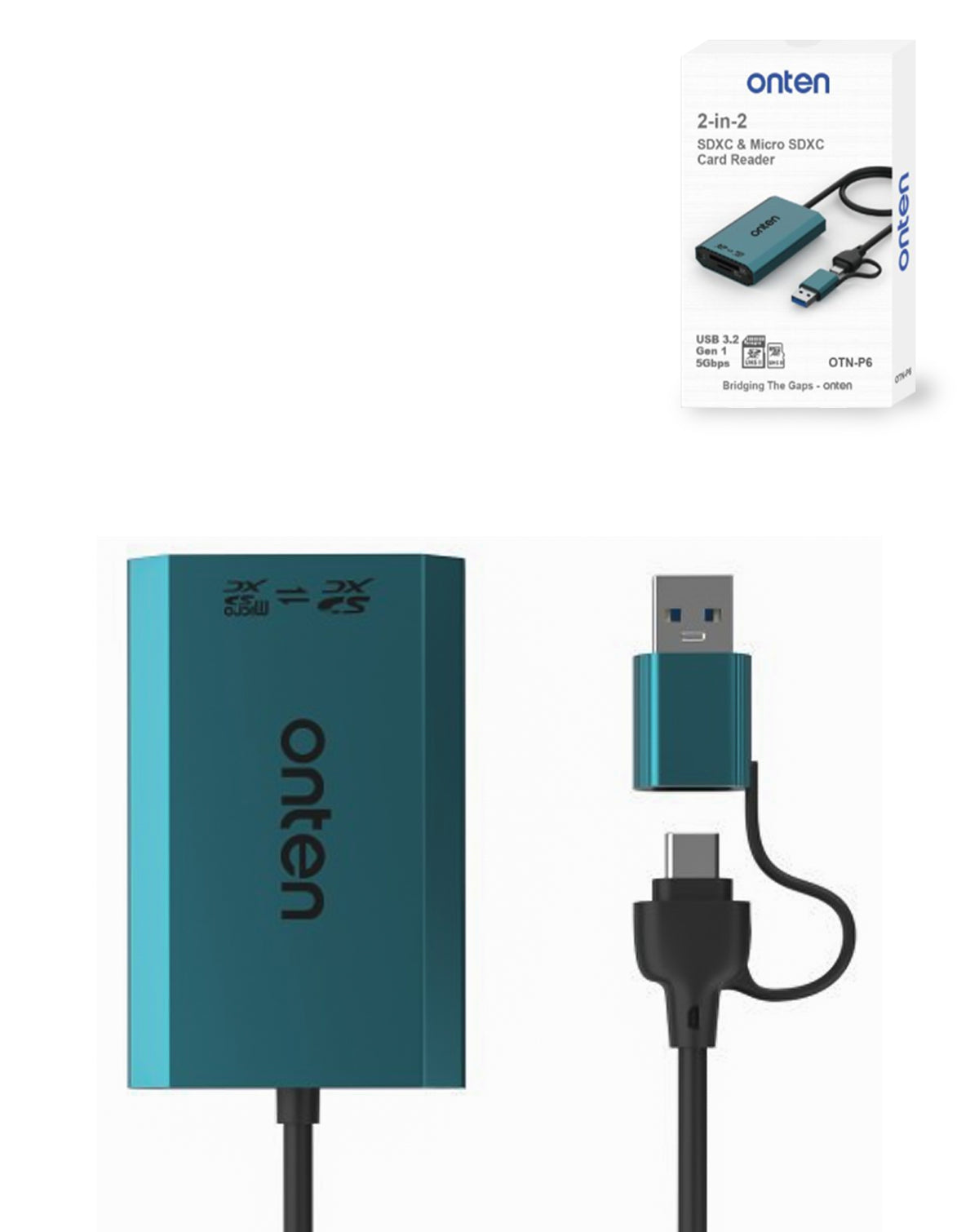 Onten 3in2 USB C + A Expander (USB C + microSD Card Reader + USB 3.2 ...