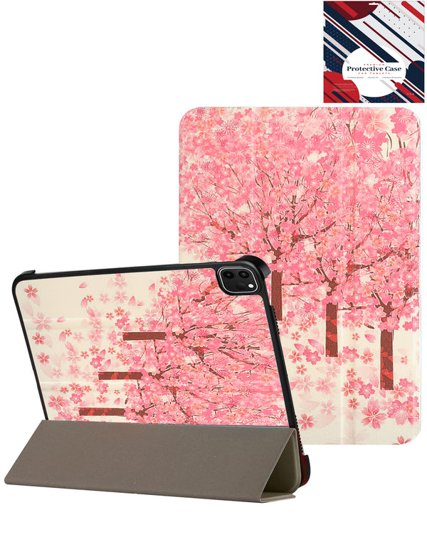 Protege tu iPad Air 13 2024 o Pro 12.9 con estilo con este hermoso estuche rosa de diseño de libreta antigua con árboles rosados en Guatemala.